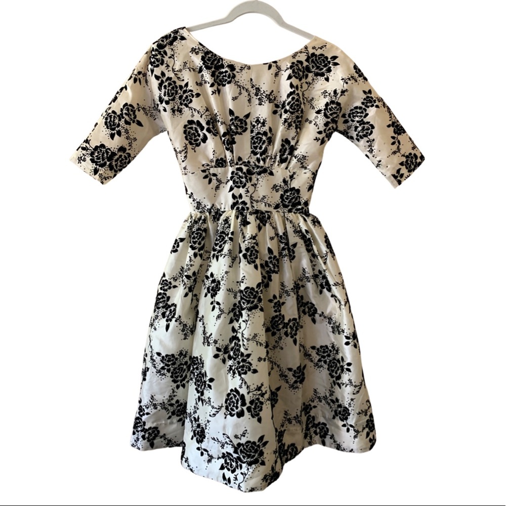 Geode White and Black Floral A-Line Dress Size XS